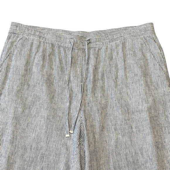 Rafaella Linen Wide Leg Striped Casual Pants. Blue & White Size M #1464 - Picture 6 of 6
